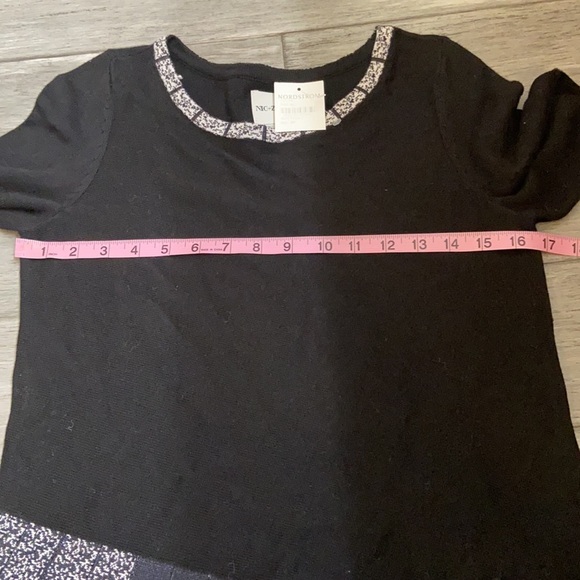 NIC+ZOE Stand Out Sweater | Black Knit Pleated Sparkle Holiday Cocktail - Picture 7 of 9